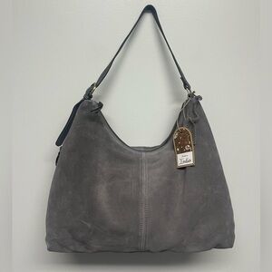 Beautiful Grey Leather Hobo Purse